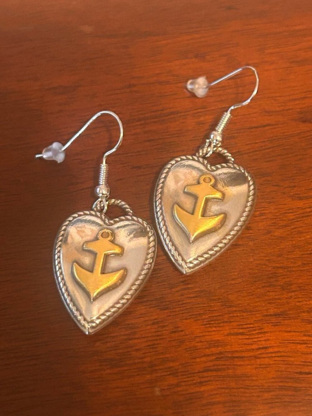 Brighton achors aweigh custom anchor heart french wire earrings silver gold nwot